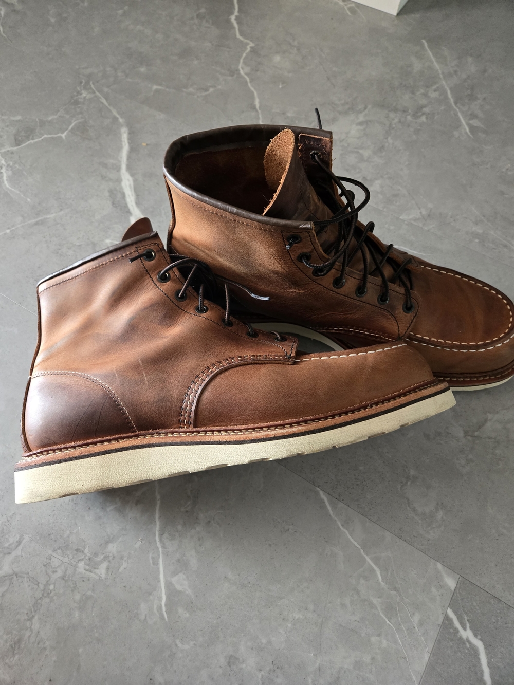 Red Wing Shoes Brown Leather Moc Toe Wedge Boots 1907 D